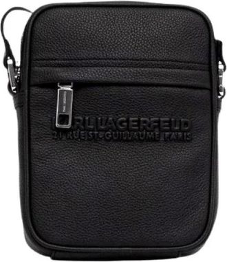Karl Lagerfeld Rue St Guillaume Crossbody Bag - Heren - Schoudertassen - Zwart - ONE Size - Leer - Tassen
