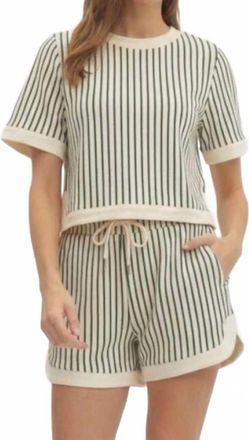Entro Stripe Short Set In Green