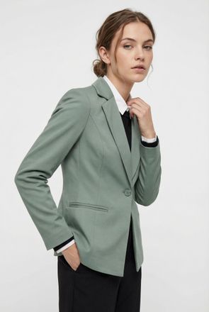 Only Kurzblazer ONLY ONLPEACH L/S FIT BLAZER TLR NOOS, Damen, Gr. 34, laurel wreath, Web, Obermaterial: 95% Polyester, 5% Elasthan, unifarben, slim fit, V-