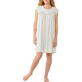 Eileen West Floral Cotton Short Nightgown in Sage Floral at Nordstrom, Size X-Small