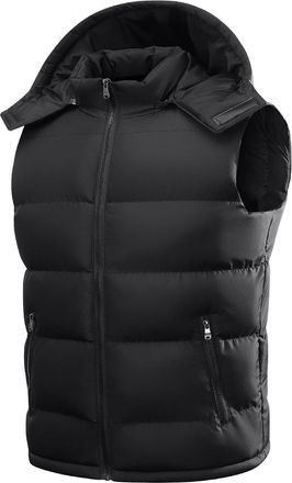 Generic Mens Padded Gilet Winter Hooded Puffer Vest with Detachable Hat Lightweight Thick Warm Sleeveless Coats Mens Zip Up Puffer Jackets Thermal Outdoor Cas