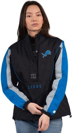 Starter Womens Starter Black/Blue Detroit Lions Thursday Night Gridiron Half-Zip Jacket at Nordstrom, Size Xx-Large