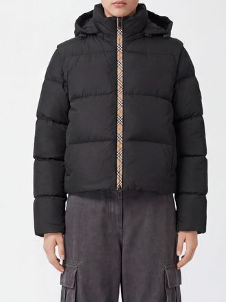 Burberry Piumino corto in nylon trapuntato con cappuccio amovibile