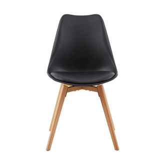 Konte Design Juego de 4 sillas de polipropileno negro, patas de madera, 47x52x82 cm