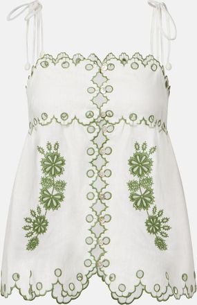 Farm Rio Broderie anglaise cutout linen top