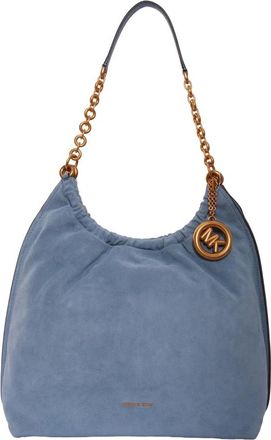 Michael Kors Shoulder Bags, female, Blue, Size: ONE SIZE Lillie Large Suede Shoulder Bag