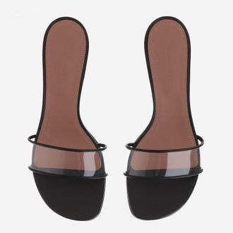 Amina Muaddi Womens Sandals Andreea Glass Black Leather