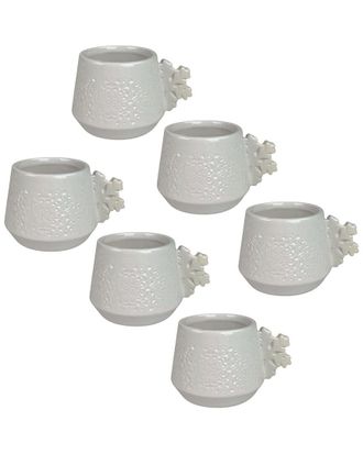 10 Strawberry Street Set Of 6 Snowflake Handle Espresso Demitasse Cups