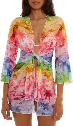 BECCA by Rebecca Virtue Fiji Tie Front Cover-Up Dress in Multi at Nordstrom, Size Medium