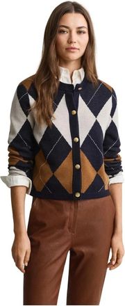GANT Jacquard Diamond Vest - Dames - Vesten - Veelkleurig - L - Wol - Truien & Vesten
