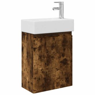 vidaXL M&oacute;dulo De Ba&ntilde;o Con Grifer&iacute;a Roble Ahumado 45,5 X 22,5 X 84 Cm Vidaxl