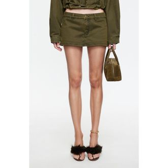 Lioness Rhode Low Rise Denim Miniskort in Khaki at Nordstrom, Size X-Small