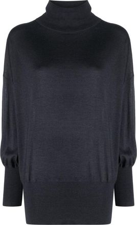 Brunello Cucinelli Dark Mock Neck Knit Sweater, Size Medium