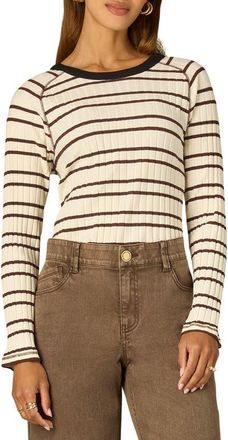 Wit & Wisdom Stripe Rib Top in Ecru/black at Nordstrom, Size X-Large