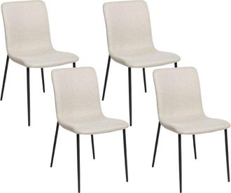 Beliani Beliani - Conjunto De 4 Sillas De Comedor Elegante De Tela Poli&eacute;ster Patas De Hierro Beige Claro Glendive