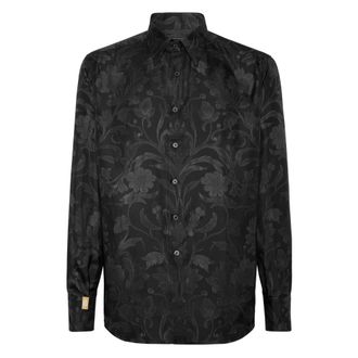 Billionaire Boys Club Overhemden, Heren, Zwart, XL, Silk Gold Cut Shirt Baroque