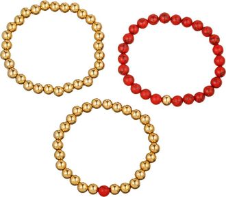 Eye Candy Los Angeles Mens Set of 3 Lev Stretch Beaded Bracelets in Gold at Nordstrom Rack
