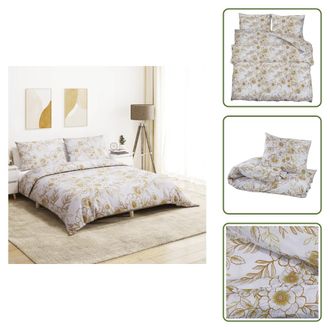 vidaXL The Living Store Juego De Funda N&oacute;rdica Algod&oacute;n Blanco Y Marr&oacute;n 200x200 Cm - Funda N&oacute;rdica