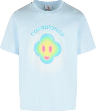 Casablanca Light Blue Cotton T-Shirt