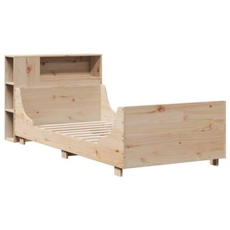 Berkfield Home Full Bed Frame without Mattress 75x190 cm Small Single Solid Wood Pine in Light Tan
