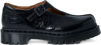 Dr. Martens Rejena MJ croc-embossed buckled shoes - Zwart