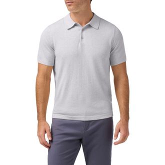 Mizzen+Main Ashe Cotton Blend Performance Sweater Polo in Light Gray Heather at Nordstrom, Size Medium