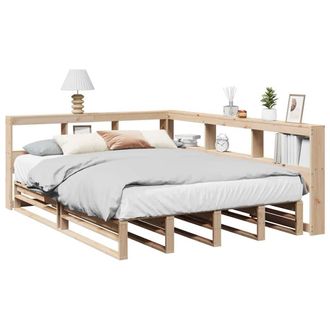 Berkfield Home Bookcase Bed without Mattress 160x200cm Solid Wood Pine in Brown | Size: 160x200 cm