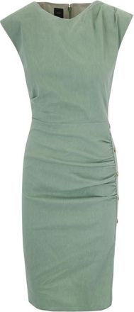 Pinko Green Solid Round Neck Midi Dress