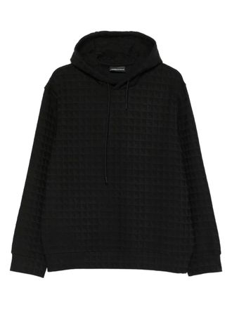 Emporio Armani quilted hoodie - men - Elastane/Lyocell/Cotton/Polyester/Elastane - 3XL - Black