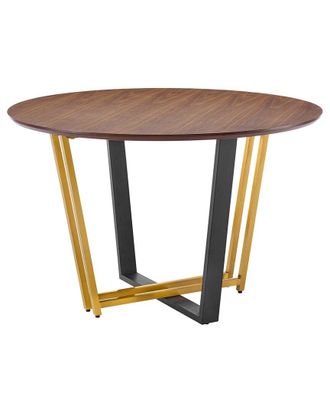 Armen Living Joana 48In Round Dining Table With Walnut Tabletop