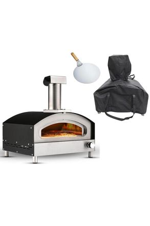 Haven Gas Powered Pizza Oven with Pizza Stone Base & Paddle Black/Silver