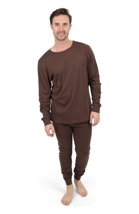 Leveret Mens Cotton Solid Matching Family Pajamas in Brown at Nordstrom, Size Xxx-Large