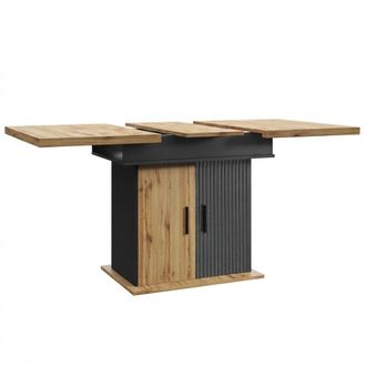 Urban Meuble Mesa de comedor extensible efecto madera y negro con almacenaje