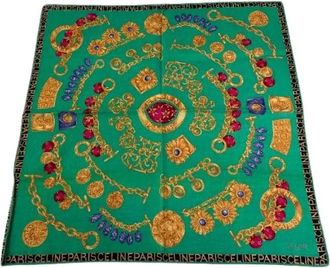 Celine Pre-owned Scarves, female, Green, Size: ONE SIZE Pre-owned Vintage Silk Scarf