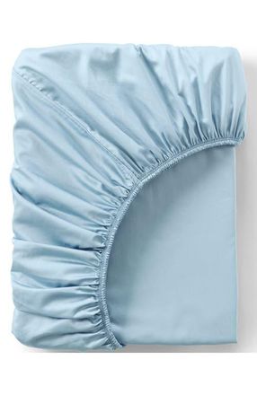 Lands End 417 Thread Count Premium Supima Cotton No Iron Sateen Fitted Bed Sheet in Dusty Blue at Nordstrom, Size Queen