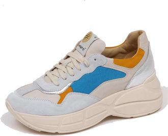 Lemar&eacute; Sky Leren Schoen Beige/Zilver/Geel/Blauw - Dames - Sneakers - Veelkleurig - 40 EU - Schoenen