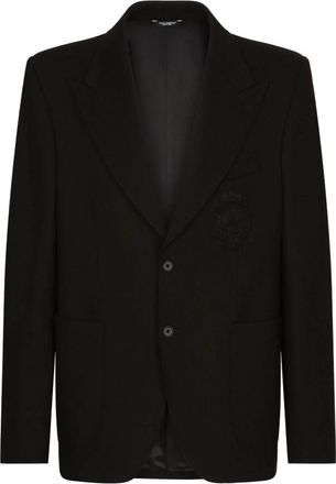 Dolce & Gabbana Stijlvolle Logo-Patch Blazer - Heren - Blazers - Zwart - L - Jassen