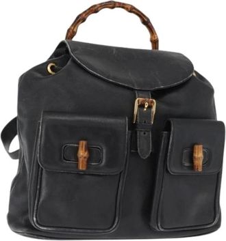 Gucci Pre-owned Leren Rugzak - Dames - Vintage Rugzakken - Zwart - ONE Size - Leer - Vintage