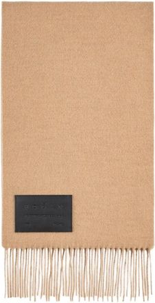 Hogan Cashmere-Wool Blend Beige Scarf With Fringed Edges