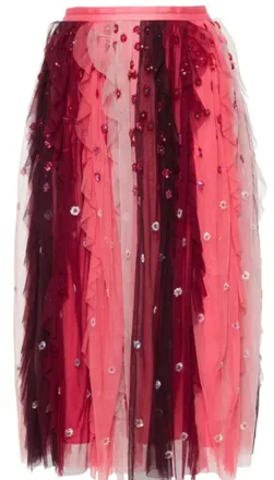 Needle & Thread Tulle Sequin Embellished Midi Skirt Size XS