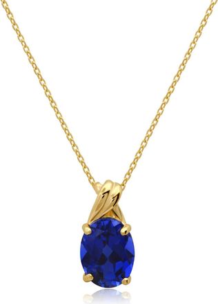 MAX + STONE 14k Yellow or White Gold Gemstone Oval Pendant Necklace with Drop Twist Setting