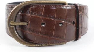 Saint Laurent Pre-owned Croco Embossed Leather Belt - Heren - Vintage Accessoires - Bruin - ONE Size - Leer - Vintage
