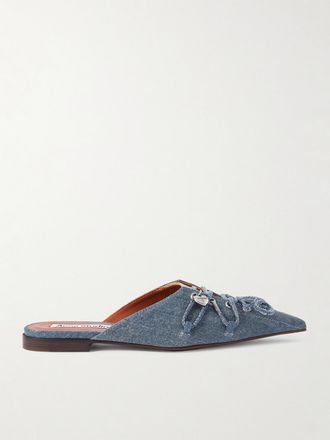 Acne Studios Slide In Denim Bicolore Con Lacci - Blu