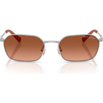 A|X Armani Exchange 54mm Irregular Sunglasses in Matte Silver /Orange Brown at Nordstrom