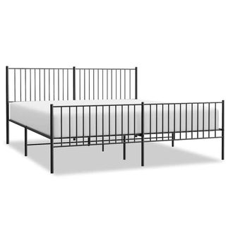 Berkfield Home Metal Bed Frame with Headboard & Footboard Black 193x203 cm