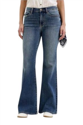 Judy Blue Jaqueline Flare With Triple Needle Back Pocket & Bandana Loop Jeans In Blue