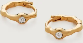 Monica Vinader Gold Siren Diamond Huggie Earrings Diamond