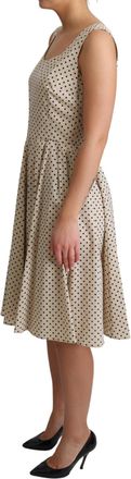 Dolce & Gabbana Womens Beige Polka Dotted Cotton A-Line Dress