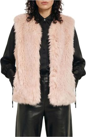 Patrizia Pepe Fluffy Vest - Dames - Bodywarmers - Roze - XS - Polyester - Jassen