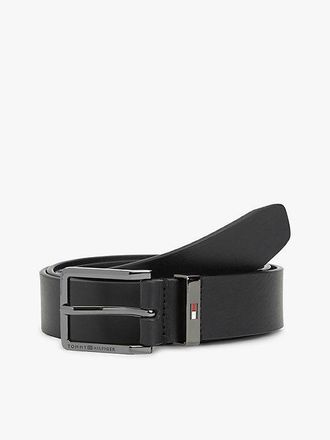 Tommy Hilfiger Debossed Logo Square Buckle Leather Belt